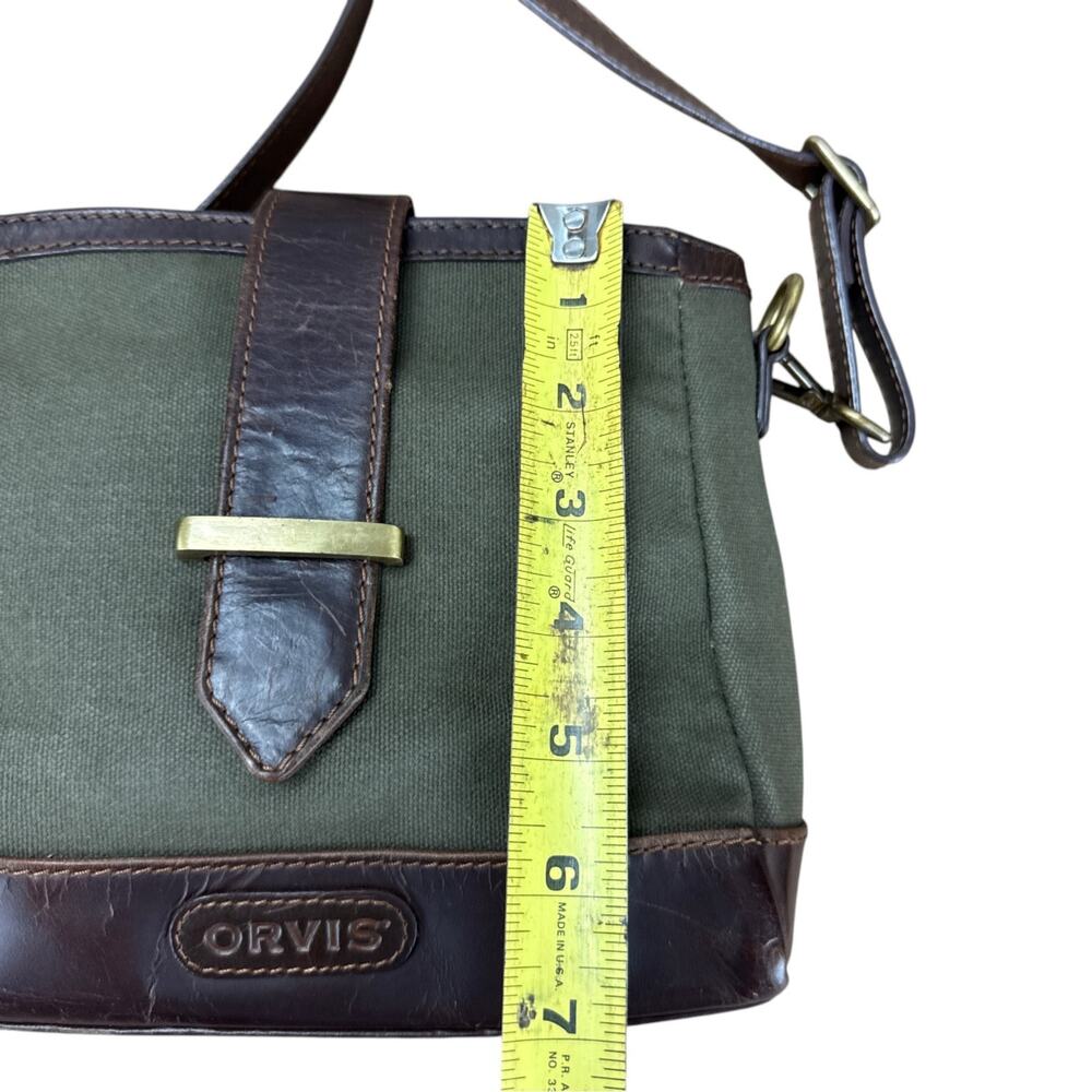 Orvis Battenkill Canvas Leather Crossbody Bag Grey Olive Utility Gorpcore Purse - Picture 7 of 15